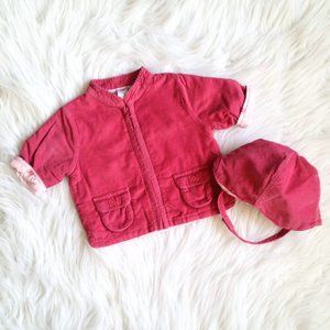 Baby Gap Girls Woodrose Pink Corduroy Jacket & Hat